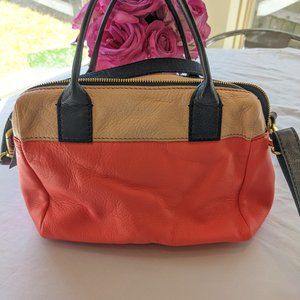 Colorblock fossil satchel